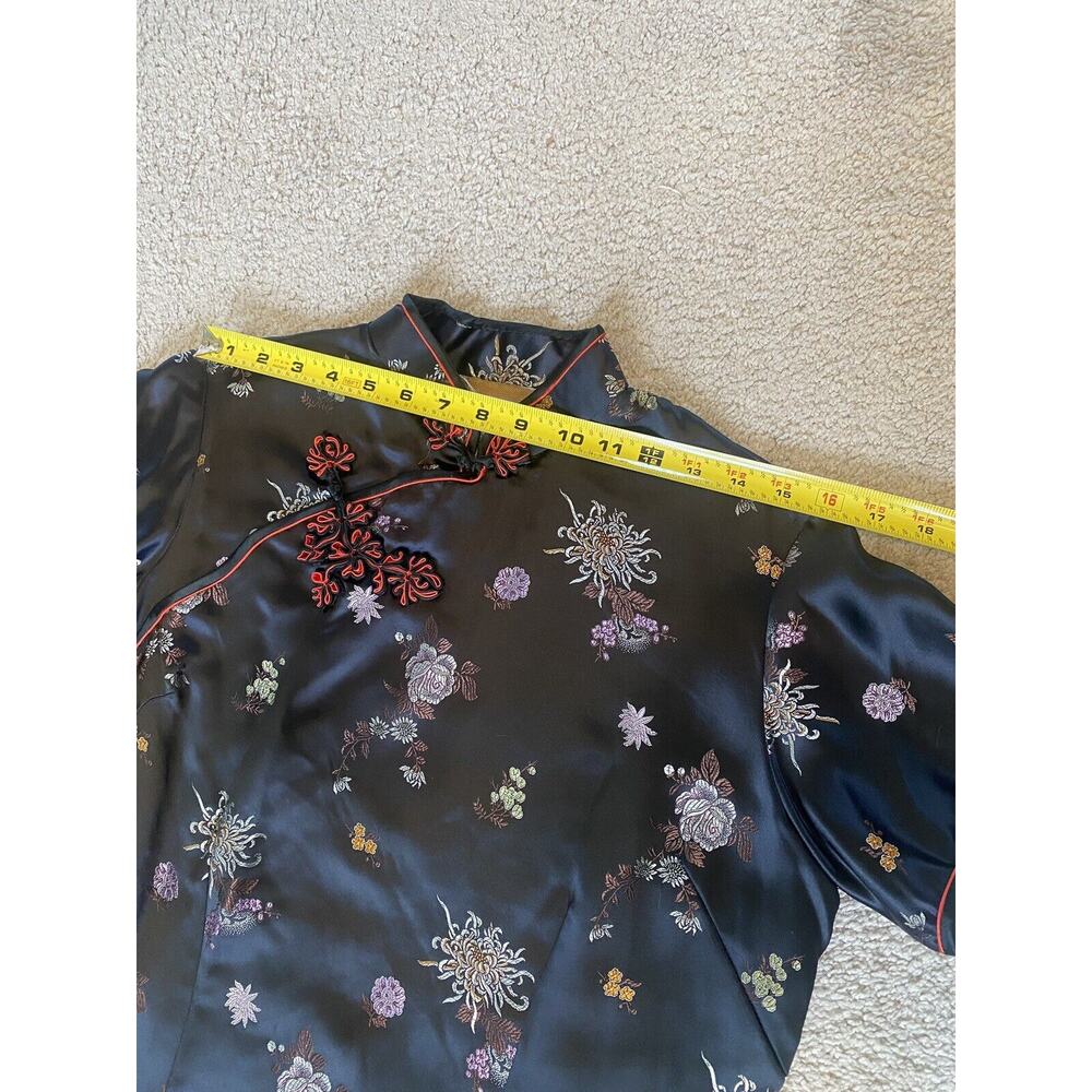 Cheongsam Dress Womens Large* & Purse Black Satin Geisha Oriental Asian Mini - Picture 5 of 16